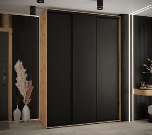 Šatní skříň ASIRI 1 - 180/60 cm, dub artisan / černá / černá