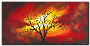 Obraz Abstrakce (1-dílný) - bezlistý strom na pozadí s motivem ohně