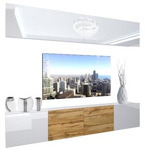 Obývací stěna Belini Premium Full Version bílý lesk / dub wotan + LED osvětlení Nexum 91 Výrobce