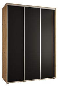 Šatní skříň YVONA 1 - 170/60 cm, dub artisan / černá / stříbrná