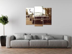 Obraz s hodinami Ford Mustang, 55laney69 - 3 dílný Rozměry: 90 x 70 cm