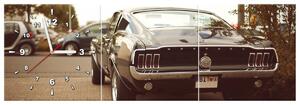 Obraz s hodinami Ford Mustang, 55laney69 - 3 dílný Rozměry: 90 x 30 cm