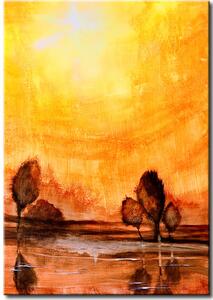 Obraz Zlatý břeh (1-dílný) - slunečná krajina s stromy nad vodou