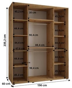 Šatní skříň ASIRI 1 - 190/60 cm, dub artisan / černá