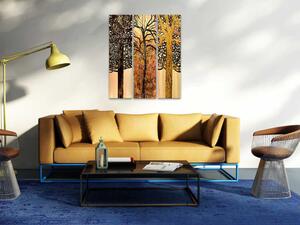 Obraz Průřez stromem (3-dílný) - abstrakce s přírodou na světlém pozadí