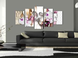 Obraz Kouzlo orchideje (5-dílný) - bílý květ s třpytivými prvky