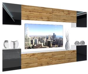 Obývací stěna Belini Premium Full Version černý lesk / dub wotan + LED osvětlení Nexum 69 Výrobce