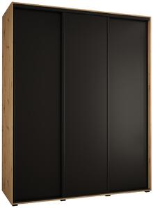 Šatní skříň ASIRI 1 - 190/60 cm, dub artisan / černá / černá