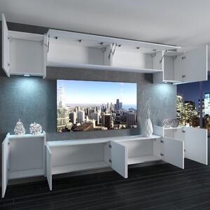 Obývací stěna Belini Premium Full Version bílý lesk / dub wotan + LED osvětlení Nexum 62