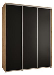 Šatní skříň ASIRI 1 - 190/60 cm, dub artisan / černá / stříbrná