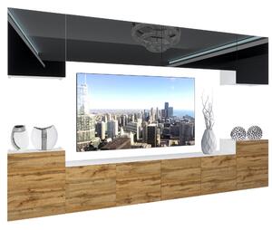 Obývací stěna Belini Premium Full Version černý lesk / dub wotan + LED osvětlení Nexum 67 Výrobce