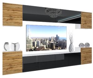 Obývací stěna Belini Premium Full Version černý lesk / dub wotan + LED osvětlení Nexum 68 Výrobce
