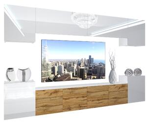 Obývací stěna Belini Premium Full Version bílý lesk / dub wotan + LED osvětlení Nexum 64 Výrobce