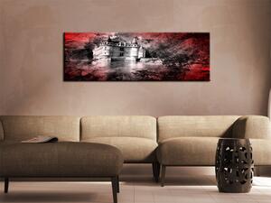Obraz Vodní hrad (1-dílný) - červený krajinný obraz architektury a přírody