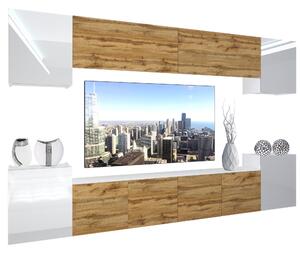Obývací stěna Belini Premium Full Version bílý lesk / dub wotan + LED osvětlení Nexum 63 Výrobce