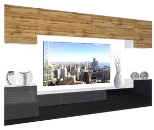 Obývací stěna Belini Premium Full Version dub wotan / černý lesk + LED osvětlení Nexum 66 Výrobce