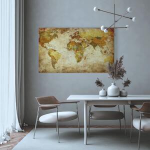Obraz Tajemství kontinentů (1-dílný) - historická mapa světa v retro stylu