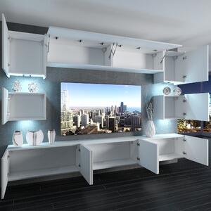 Obývací stěna Belini Premium Full Version bílý lesk / dub sonoma+ LED osvětlení Nexum 42