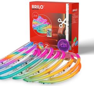 BRILO 2322480 COB LED pásek 3m, dálkový ovladač, RGB IC dynamické barvy, bílý - BRILO