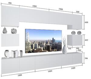 Obývací stěna Belini Premium Full Version šedý antracit Glamour Wood+ LED osvětlení Nexum 49