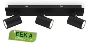 BRILO 2840035 Isil A LED stropní bodové svítidlo, energetická třída A, 3-ramenné, 50.000h životnost, nastavitelné, černé - BRILO