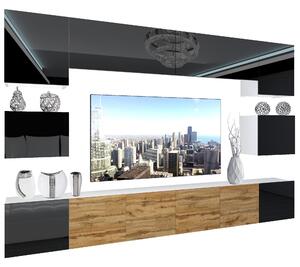 Obývací stěna Belini Premium Full Version černý lesk / dub wotan + LED osvětlení Nexum 53 Výrobce