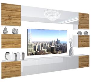 Obývací stěna Belini Premium Full Version bílý lesk / dub wotan + LED osvětlení Nexum 46 Výrobce