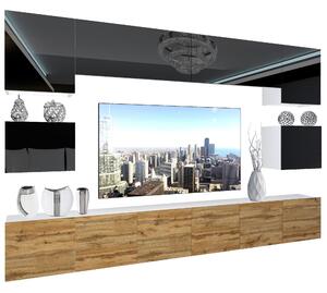 Obývací stěna Belini Premium Full Version černý lesk / dub wotan + LED osvětlení Nexum 51 Výrobce