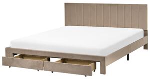 Postel s úložnými zásuvkami Umělý samet LONZAC 180 x 200 cm Taupe
