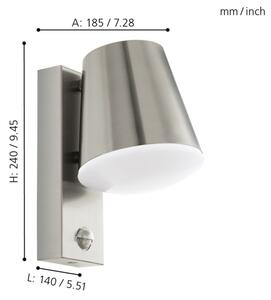 Eglo 97453 - Venkovní nástěnné svítidlo se senzorem CALDIERO 1xE27/10W/230V IP44