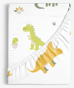 Goldea dětské bavlněné napínací prostěradlo - dinosauří dobrodružství 120 x 200 cm
