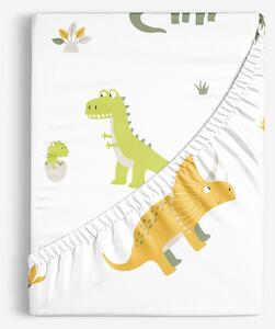 Goldea dětské bavlněné napínací prostěradlo - dinosauří dobrodružství 80 x 160 cm