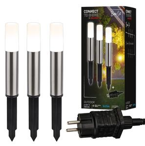 BRI 3925032 Startovací sada Junca – CONNECT TO SHINE, 3ks svítidel pro osvětlení cesty, IP44, design nerez ocel - BRILONER