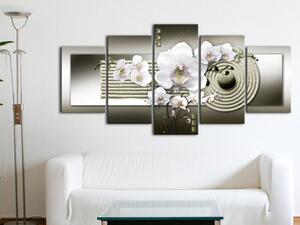 Obraz Orchidej a zenová zahrada v šedé barvě