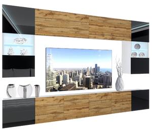 Obývací stěna Belini Premium Full Version černý lesk / dub wotan + LED osvětlení Nexum 14 Výrobce