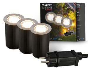 BRI 3916032 CONNECT TO SHINE startovací sada 12V zahradní osvětlení - trafo, 3x LED svítidlo do země, IP67, stříbrná - BRILONER