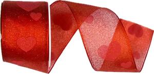 Stuha svatební organzová SWEET EMOTION RED červená 40mm x 2m (16,-Kč/m)