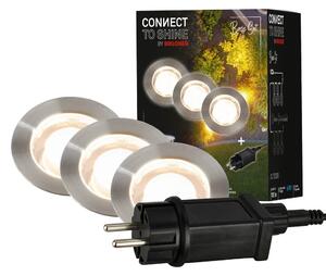 BRI 3914032 CONNECT TO SHINE startovací sada Padouk 3ks LED zapuštěných svítidel do země, IP67 - BRILONER