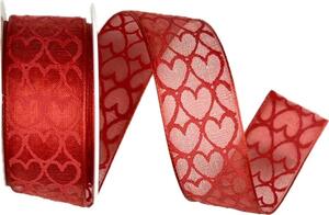 Stuha valentýnská WITH LOVE RED 25mm x 2m (14,-Kč/m)