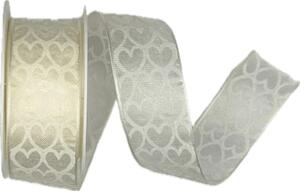 Stuha svatební organzová WITH LOVE CREAM 25mm x 2m (14,-Kč/m)