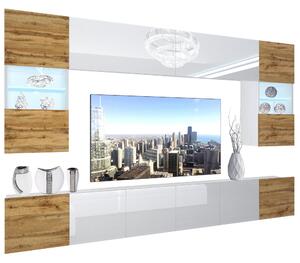 Obývací stěna Belini Premium Full Version bílý lesk / dub wotan + LED osvětlení Nexum 6 Výrobce