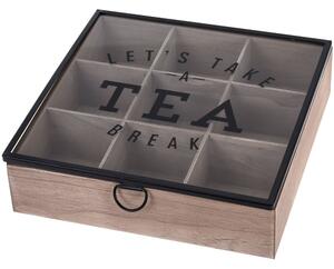 Dřevěná krabička na čaj, 9 přihrádek