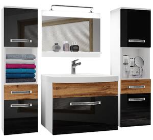 Koupelnový nábytek Belini Premium Full Version černý lesk / dub wotan + umyvadlo + zrcadlo + LED osvětlení Glamour 114 Výrobce