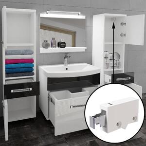 Koupelnový nábytek Belini Premium Full Version bílý lesk / dub wotan + umyvadlo + zrcadlo + LED osvětlení Glamour 55