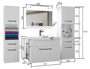 Koupelnový nábytek Belini Premium Full Version bílý lesk / dub wotan + umyvadlo + zrcadlo + LED osvětlení Glamour 112