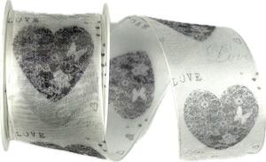 Organzová stuha Organdy Love Granite – granitová 40mm x 2m