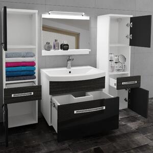 Koupelnový nábytek Belini Premium Full Version černý lesk / královský eben + umyvadlo + zrcadlo + LED osvětlení Glamour 113