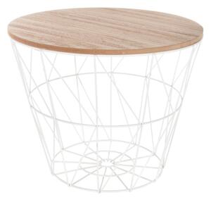 Odkládací stolek s úložným prostorem a dřevěným víkem, bílý