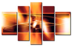 Obraz Záře - teď oranžová (5-dílný) - moderní abstrakce 3D