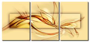 Obraz Vážka v krému (3-dílný) - oranžová abstrakce s efektem 3D